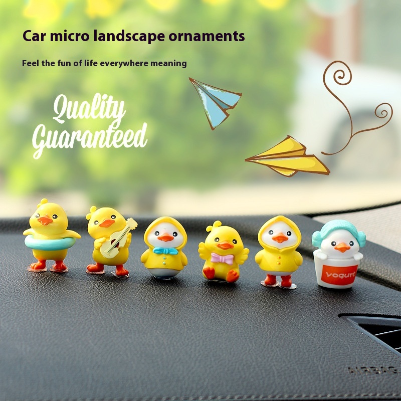 Internet Celebrity Car Ornaments Creative Cute Little Yellow Duck Goddess Car Internet Celebrity Car Interior Center Console Decoration Supplies