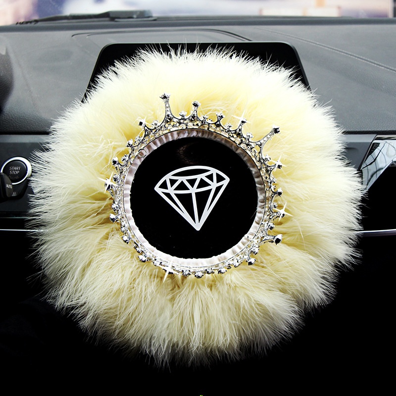 Feather Down Anti-slip Mat For Car Perfume Ornaments And Table Decoration Mat Large Plush Crystal Crown Car Interior Mat