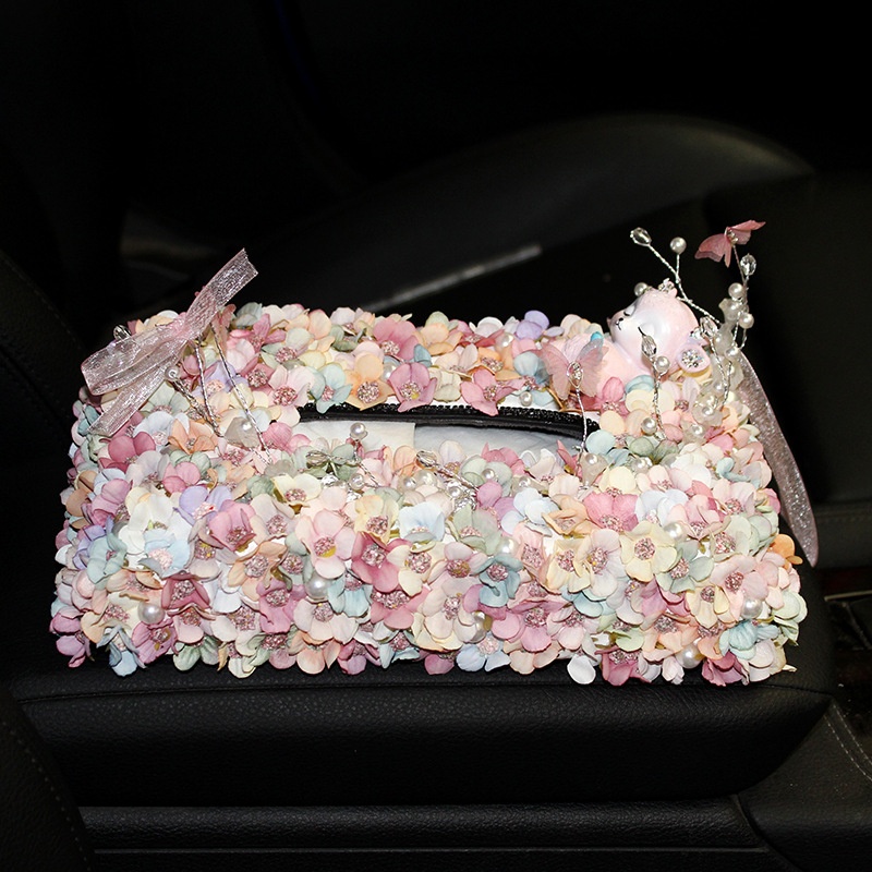 Car Tissue Box Simulation Flower Car Decoration Fashion Ornaments Paper Box Seat Creative Car In-car Napkin Box