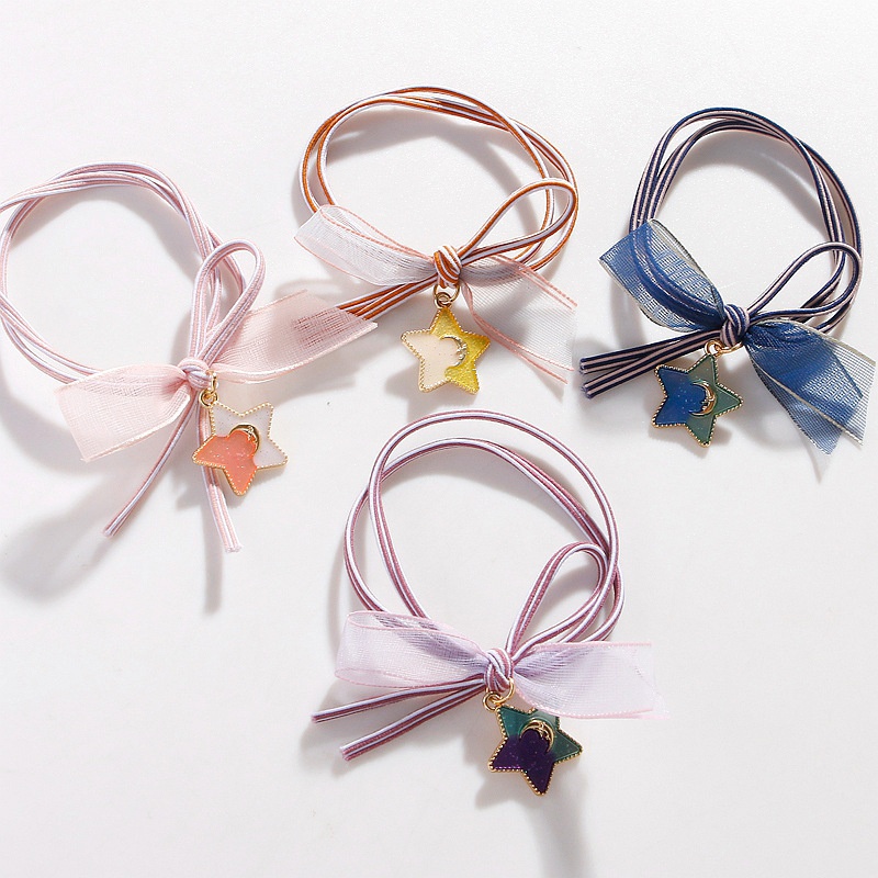 Korean Style Starry Sky Hair Rope Girl's Heart High Elastic Alloy Rubber Tendon Simple Knot Star Hair Rings Hair Accessories