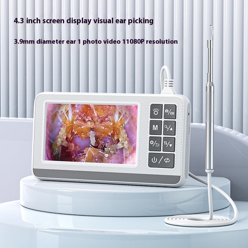 4.3 Inch Screen Visual Ear Spoon Endoscope P60 HDEar Digging Light Ear Spoon Visual Otoscope Ear Cleaning