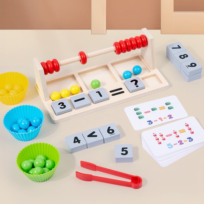 Multifunctional Children's Wooden Early Education Clip Beads Operation3 In1 Arithmetic Training Hands-on Brain Puzzle Early Education Toys