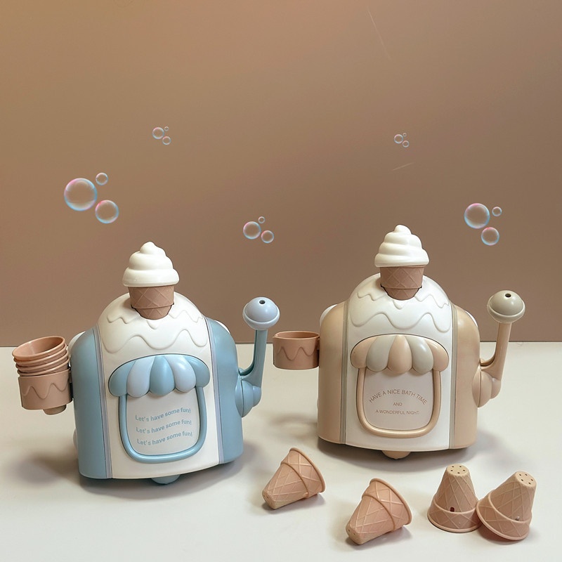 Children's Bathroom Ice Cream Bubble Machine Bath Toy Manual Bubble Maker Ice Cream Machine