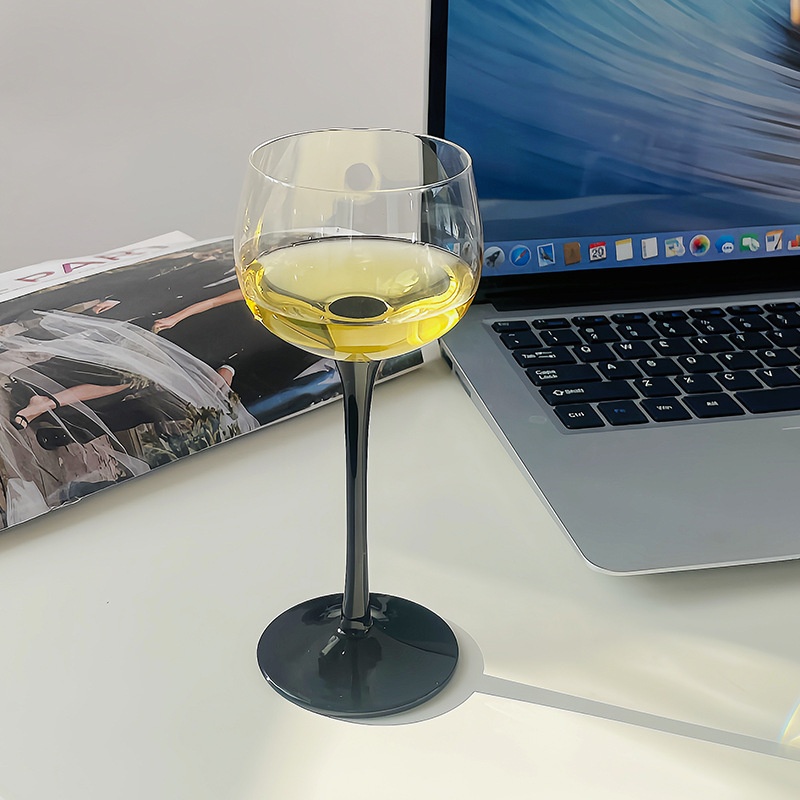 Antique French Black Stem Home Sweet Wine Glass Crystal Glass Goblet Champagne Glass Creative Wine Glass Red Wine Glass