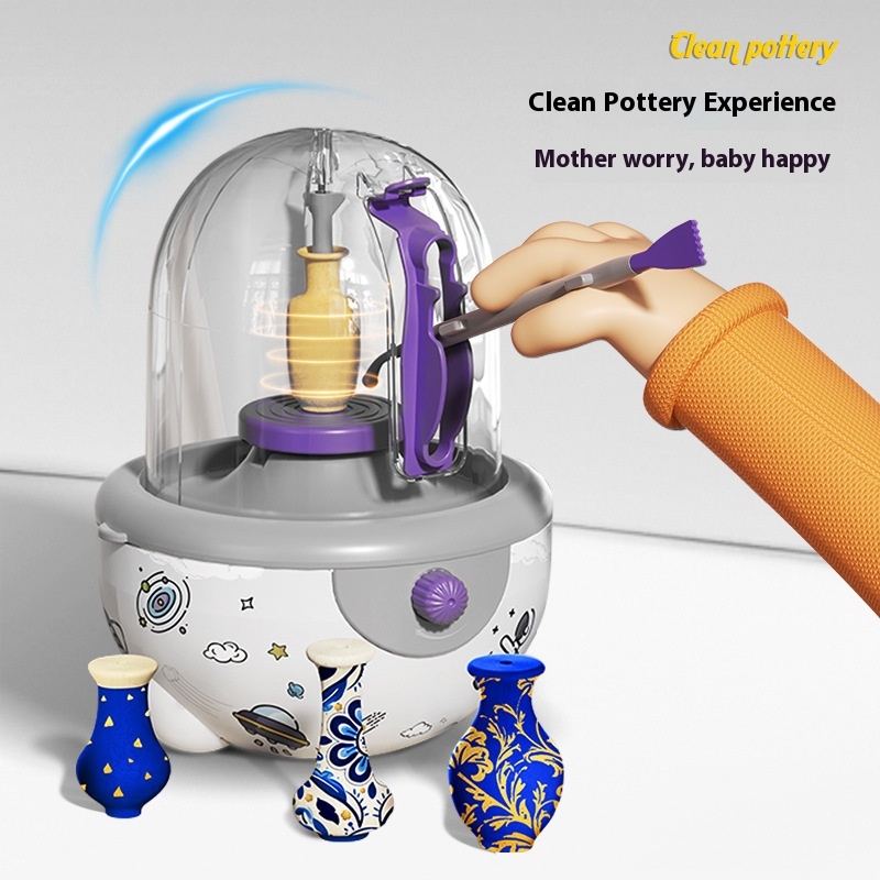 Children's Electric Soft Clay Non-burning Non-baking Clay Diy Clay Clay Machine Turntable Hand Painted Drawing Embryo Pottery Machine