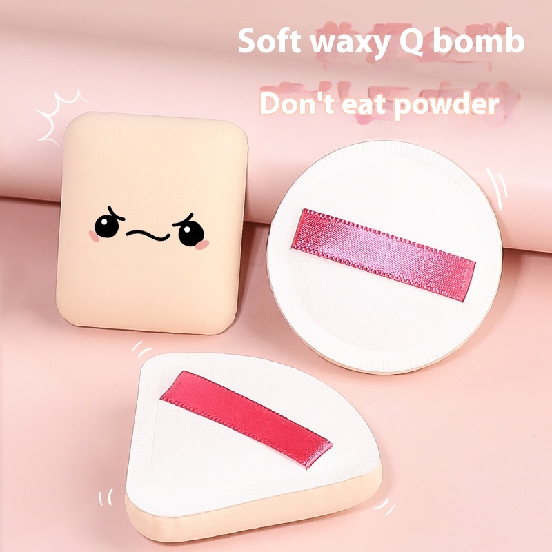Powder Puff Wet And Dry Dual-use Marshmallow Air Cushion Powder Puff Makeup Sponge Leather Triangle Powder Puff Storage Box