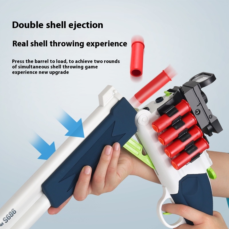 Double-Barrel S686 Toy Shotgun–Rapid-Fire Soft Bullet Gun For Boys,Realistic Sniper Design