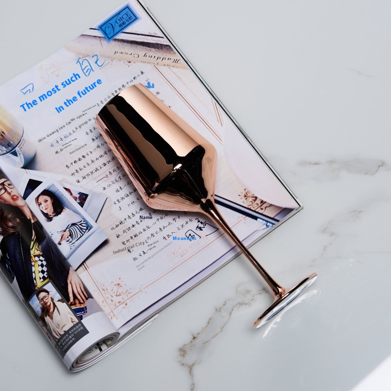 High-value Girlish Wine Glass Rose Gold Red Wine Glass Creative Personality Light Luxury High-foot Glass Electroplated Crystal Wine Glass