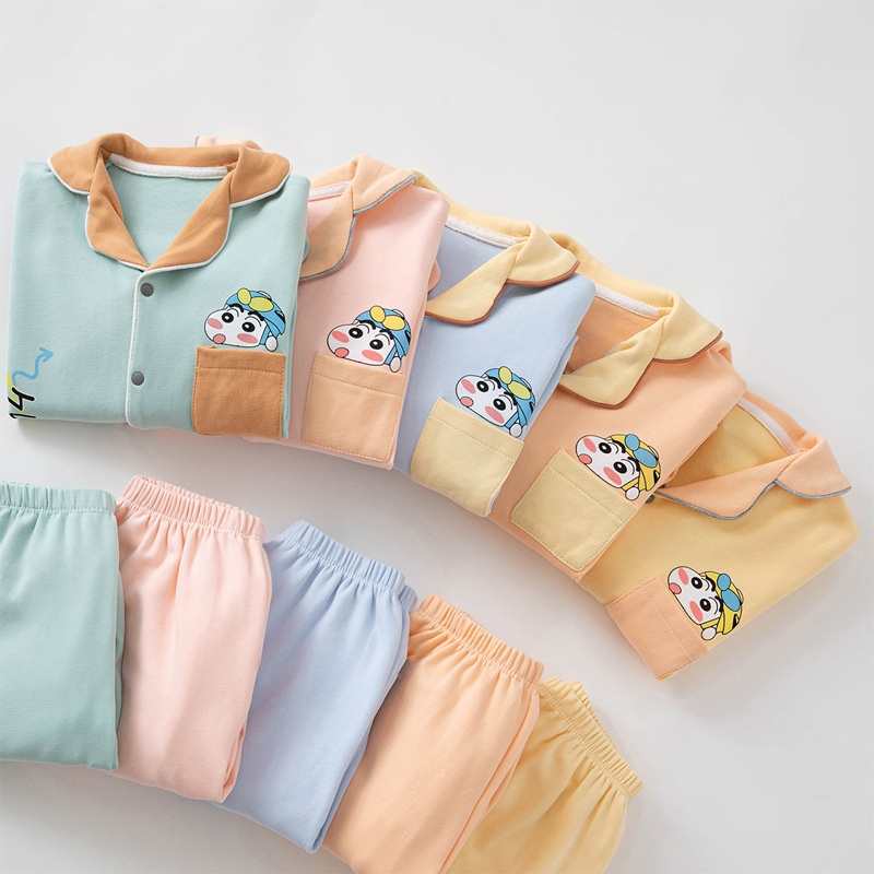 Baby Clothes Home Clothes Female Cartoon Children Autumn Long-sleeved Pajamas Autumn And Winter Sweat-wicking Cartoon Children's Clothes Baby Autumn Clothes