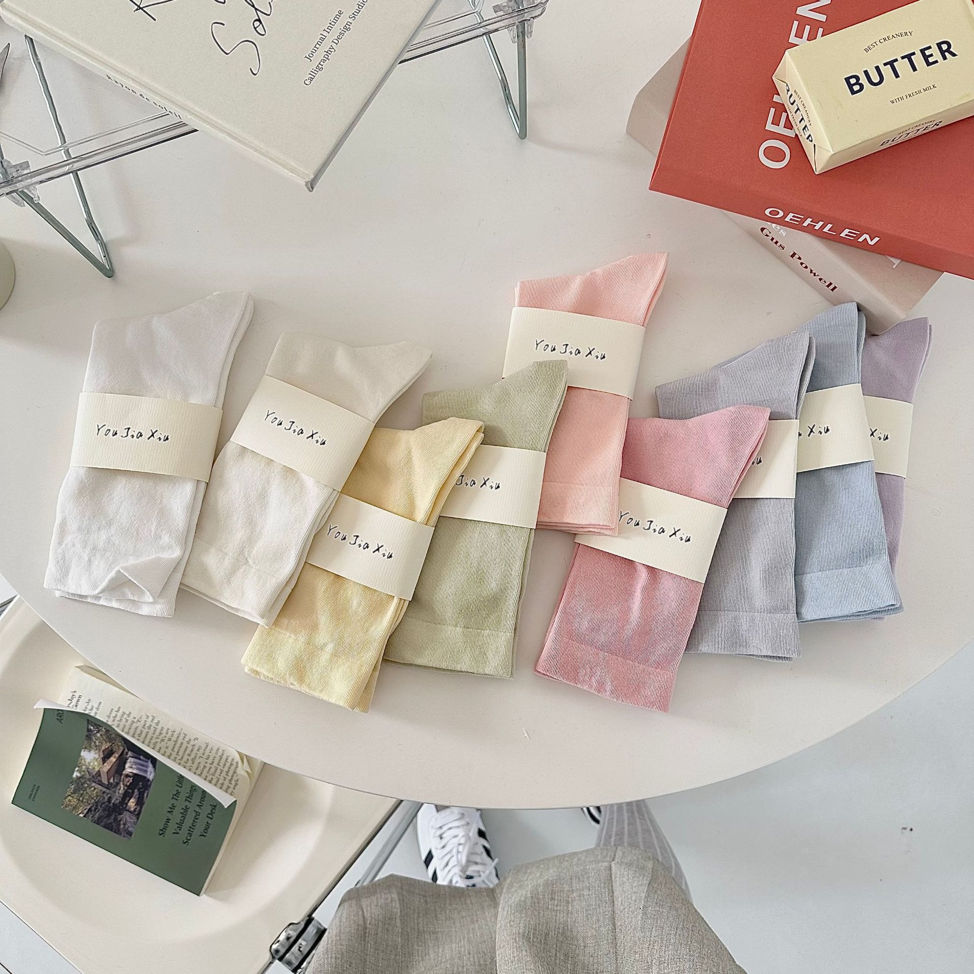 Socks For Women,Spring And Summer Boneless Socks,Confinement Socks,Macaron Color Cotton Socks For Women,Pile Socks,Mid-tube Socks,Anti-pilling Socks