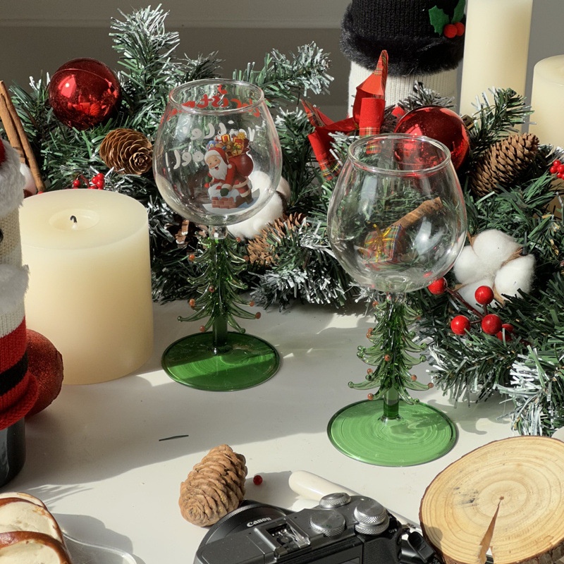 Christmas Tree Goblet Korean Creative Color Wine Glass Santa Claus Cup Home Decoration Red Wine Glass