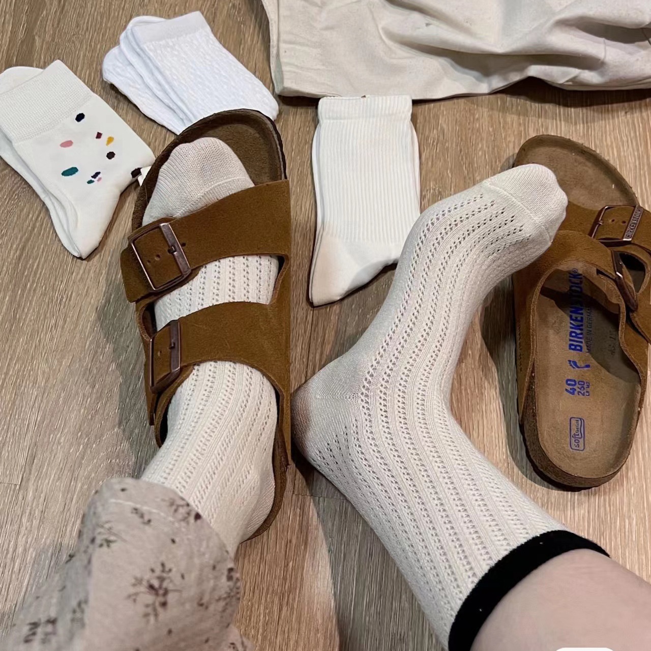 Sweet Candy Color Mid-tube Socks For Women Summer Thin Mesh Pure Cotton Korean Japanese Style Contrast Color Matching Socks