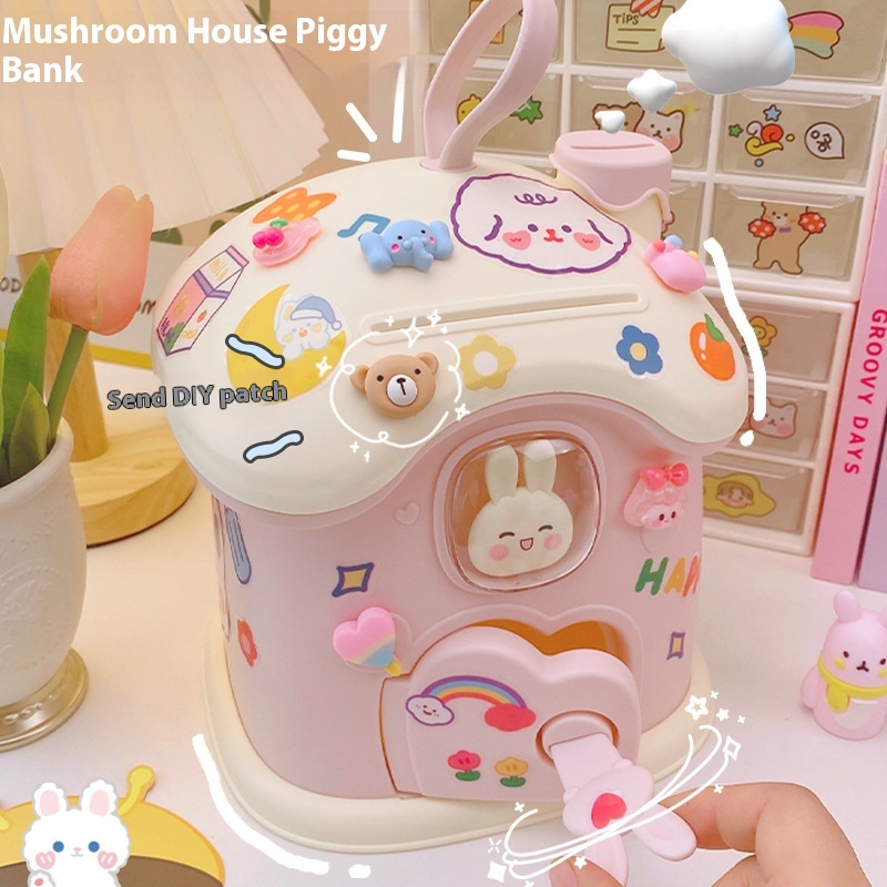 Cute Mushroom House Small House Piggy Bank Cartoon Piggy Bank Student Children Girl Gift