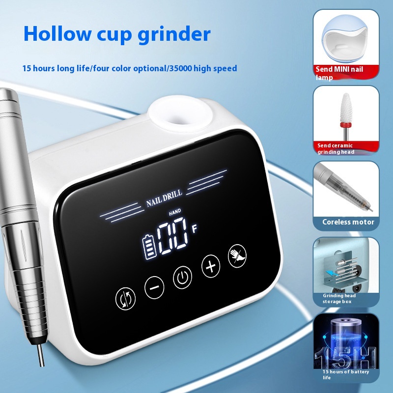 Hollow Cup Motor Nail Drill:35,000 RPMRechargeable Electric Nail File With Long Battery Life,Professional Polish Remover Tool