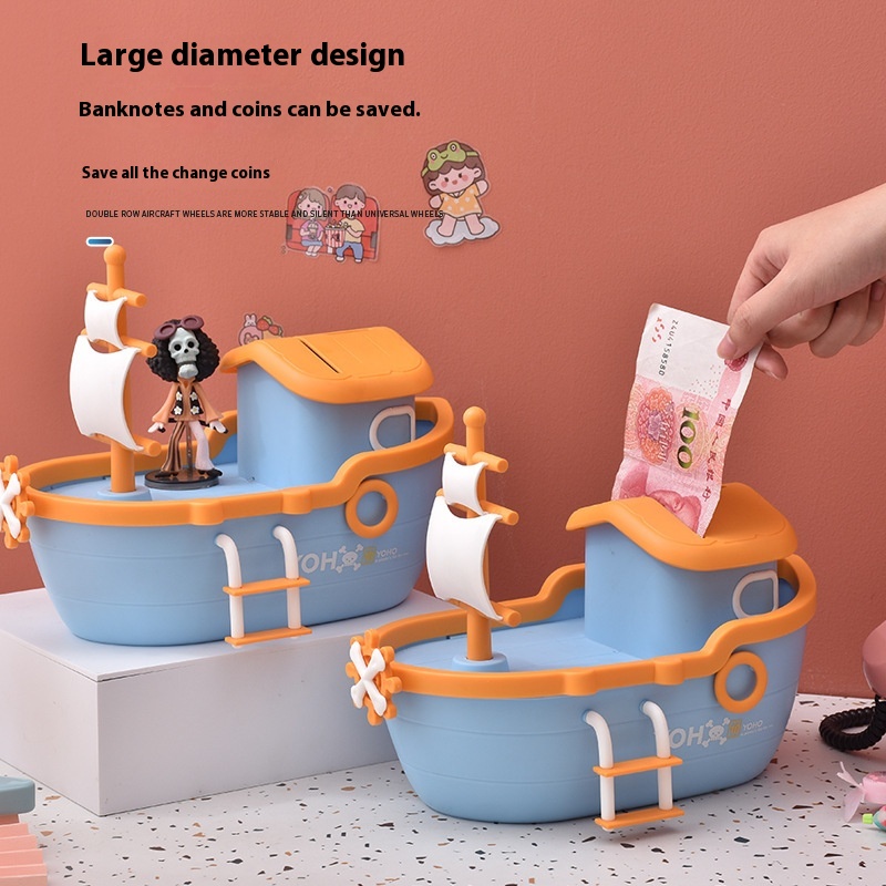 Liangchen Piggy Bank Internet Celebrity Cute Creative Boys And Girls Piggy Bank Pirate Ship Children's Piggy Bank