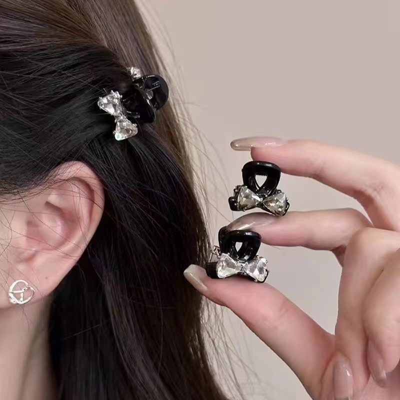 Bowknot Rhinestone Small Clip Back Of Head Half-tied Hair Clip Temperament Shark Clip Hair Accessories