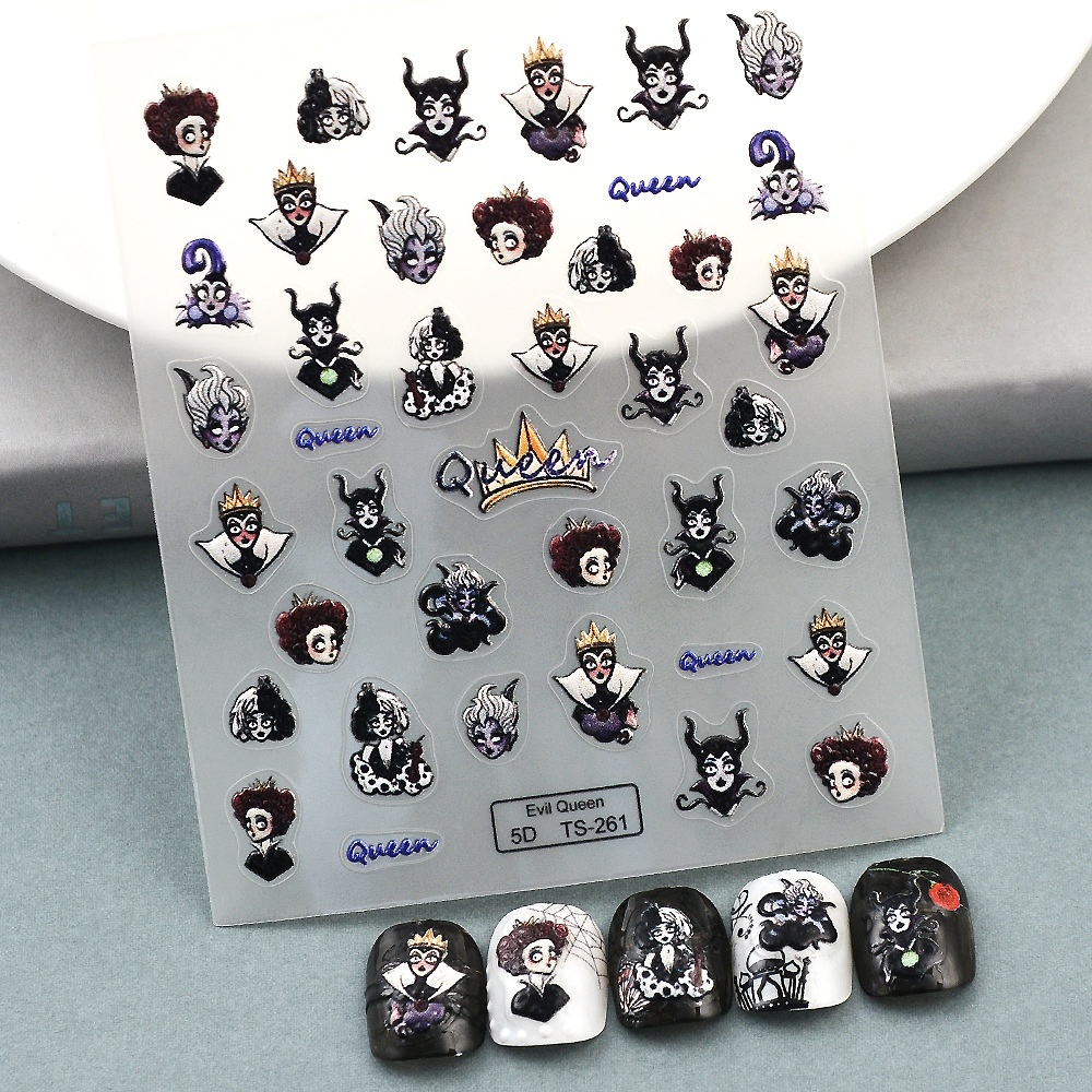 Technology5 DThree-dimensional Nail Stickers Embossed Waterproof Nail Stickers Decorative Stickers Nail Pieces Accessories Dark Queen Portrait