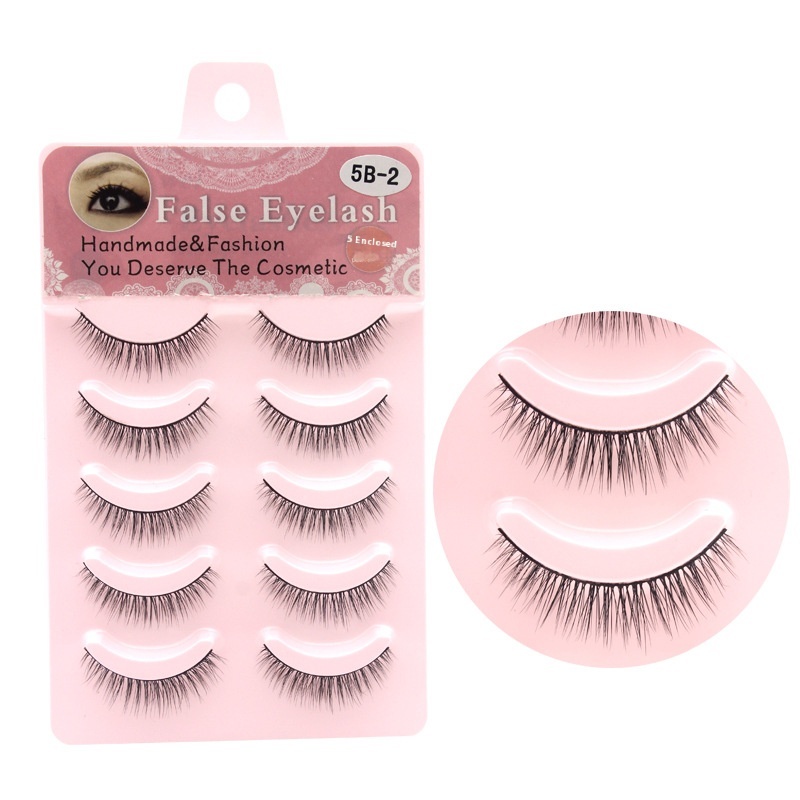 5 B-2 Japanese Style Pure Handmade False Eyelashes Sharpened Process Natural Cross Short5 Pairs Of Upper Eyelashes