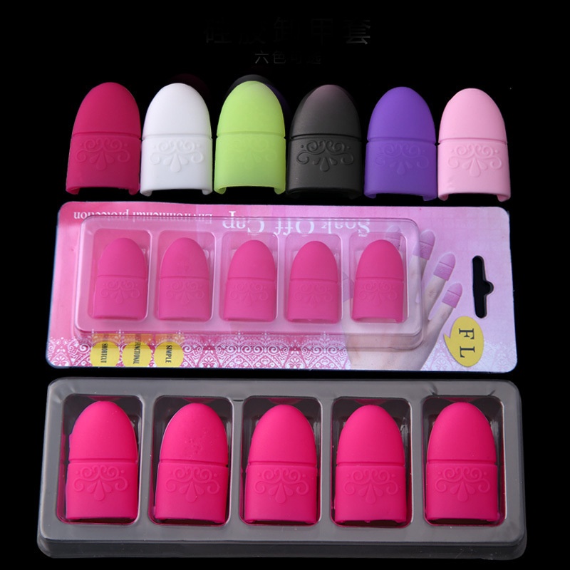Manicure Silicone Nail Remover Set Nail Remover Set Nail Cover5 Pack Nail Remover Clip Silicone Set