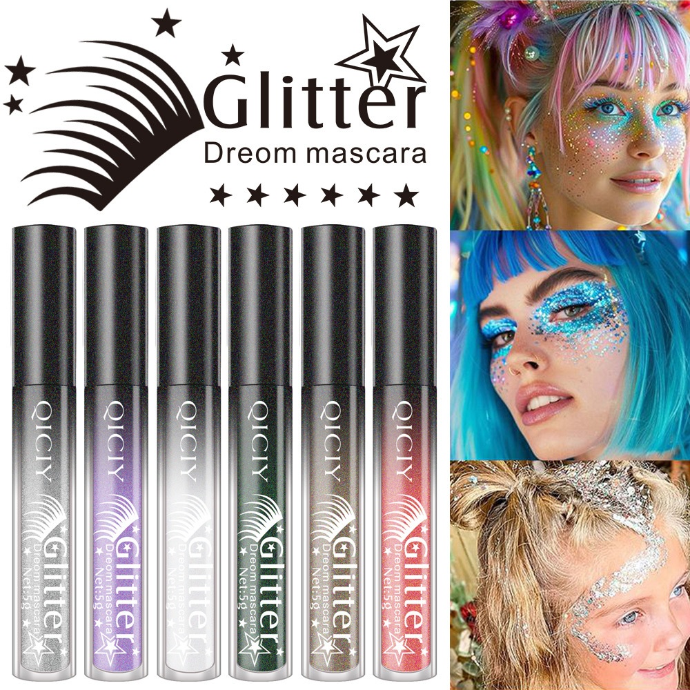 6-Color Glitter Mascara:Vibrant Multi-Functional Mascara With Shimmering Shades