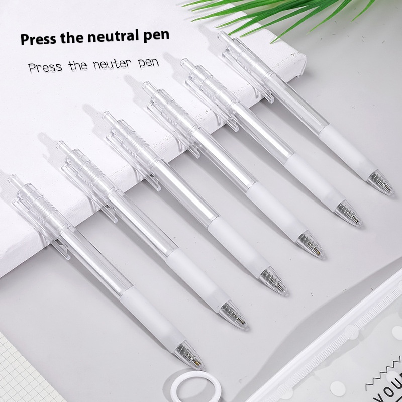 Transparent Push Gel Pen Student Exam Push Water Pen Office Stationery Bullet Black Signature Pen