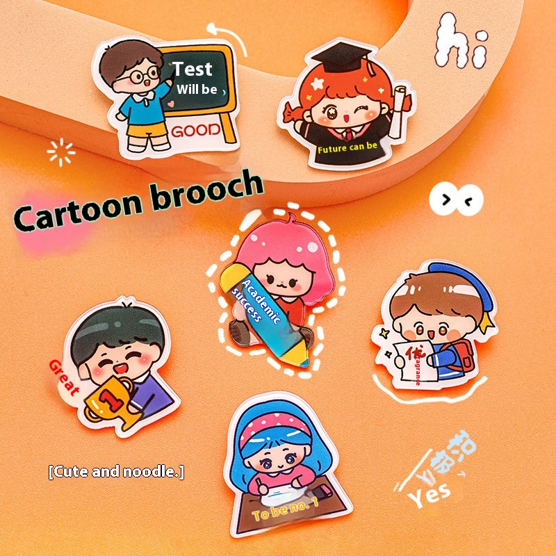 Creative Cartoon Character Brooch Student School Season Reward Small Gift Cute Badgepirational Text DIYBadge