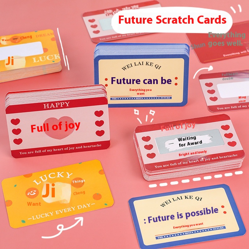 The Future Is Promising Text Scratch Card Kindergarten Gift Scratch Lottery Student Reward Lottery Coating Sticker Scratch Card
