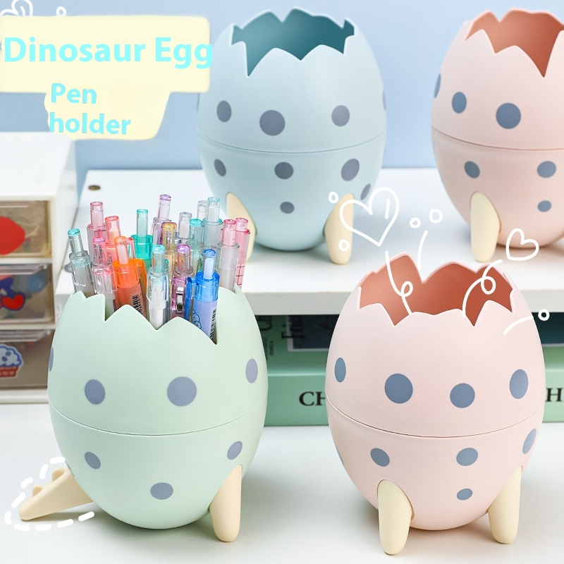 Multifunctional Cute Dinosaur Egg Pen Holder Fashionable Office Desk Ornaments Storage Box Personalized Diy Stationery Pen Barrel