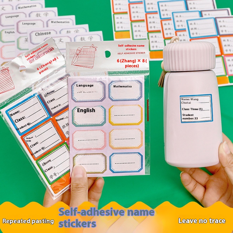 Simple Handwritten Waterproof Name Stickers For Primary School Students Self-adhesive Color Notes Labels Self-adhesive Classificationtructions