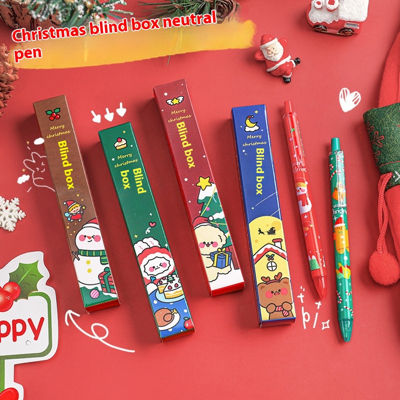 Cartoon Christmas Blind Box Gel Pen Student Christmas Cute Surprise Box Stationery Set Lucky Box Small Gift
