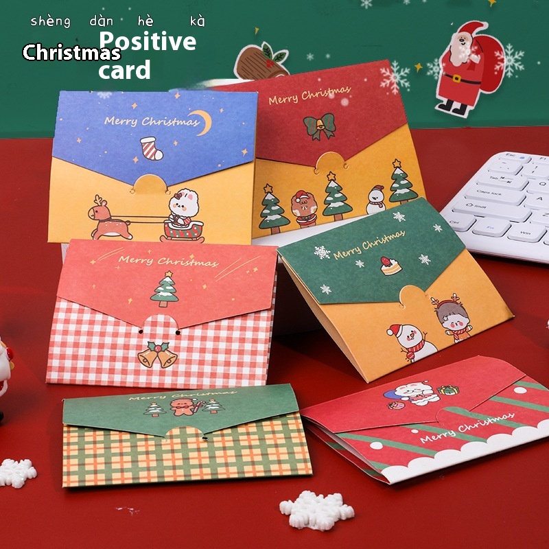Cartoon Christmas Series Greeting Card Birthday Blessing Envelope Diy Folding Small Card Christmas Day Year Message Card