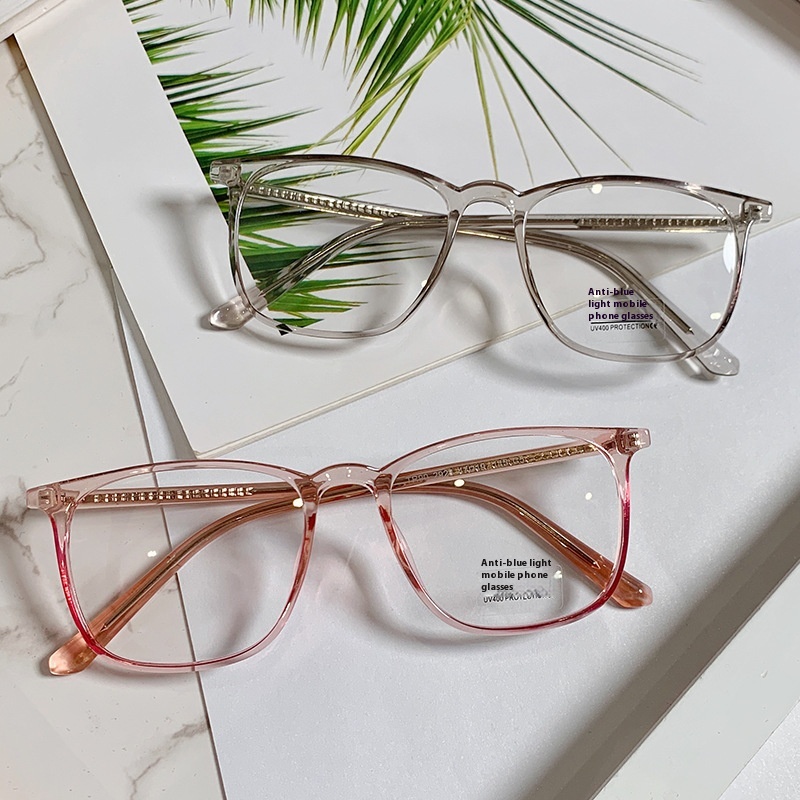 TR90 Anti-blue Light Glasses Frame Female Fashion Plug-in Foot Silk Korean Version Plain Student Flat Glasses Can Be Matched With Myopia