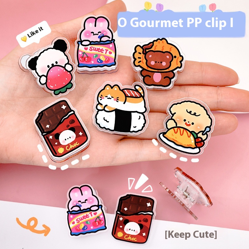 Cartoon Double-sided Food Pp Note Clip Student High-value Test Paper Ticket Clip Cute Snack Sealing Clip