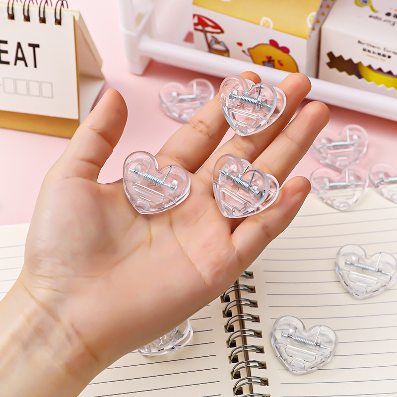 Transparent Love Clip Student Girl Snack Sealing Clip Cute Mini Decorative Photo Clip Learning Information Clip