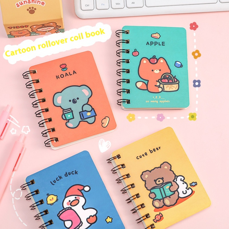 Cartoon A7 Small Coil Book Primary School Students Carry Mini Blank Notebook Study Office Pocket Notepad