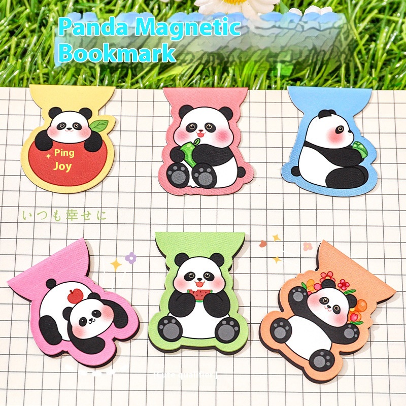 Cute Cartoon Panda Magnetic Bookmark Student Creative Magnet Bookmark Page Clip Learning Stationery Gift