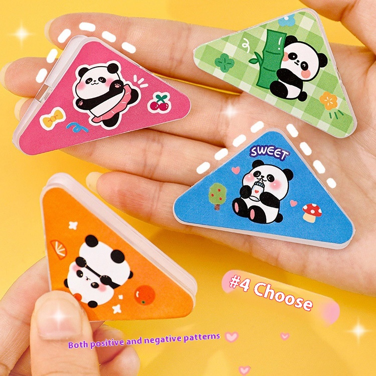 Cartoon Panda Multifunctional Triangle Clip Student Test Paper Information Storage Corner Clip Cute Handbook Small Clip