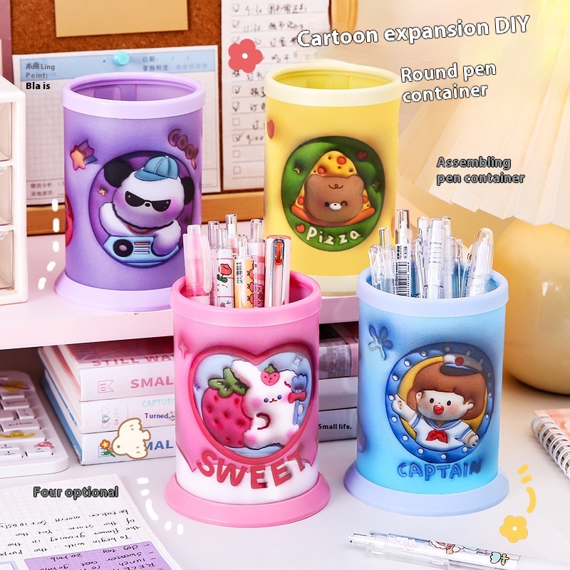 Cartoon Expansion Style Folding Pen Holder Student End Of Term High Value Stationery Prize Cute Desktop Diy Assembly Pen Holder