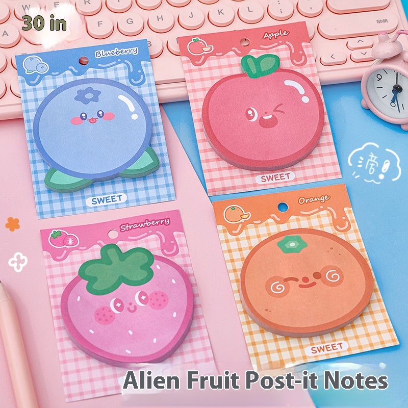Cartoon Alien Fruit Series Sticky Notes Student Cute Message Memo Notepad Can Be Tear Off Expressions NTimes Stickers
