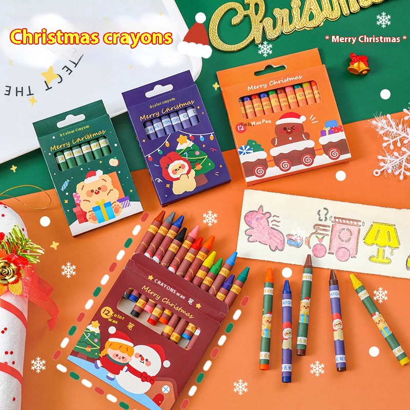Christmas Crayons8 Colors12 Colors Crayon Set Children's Graffiti Painting Pen Art Oil Pastel Christmas Small Gift