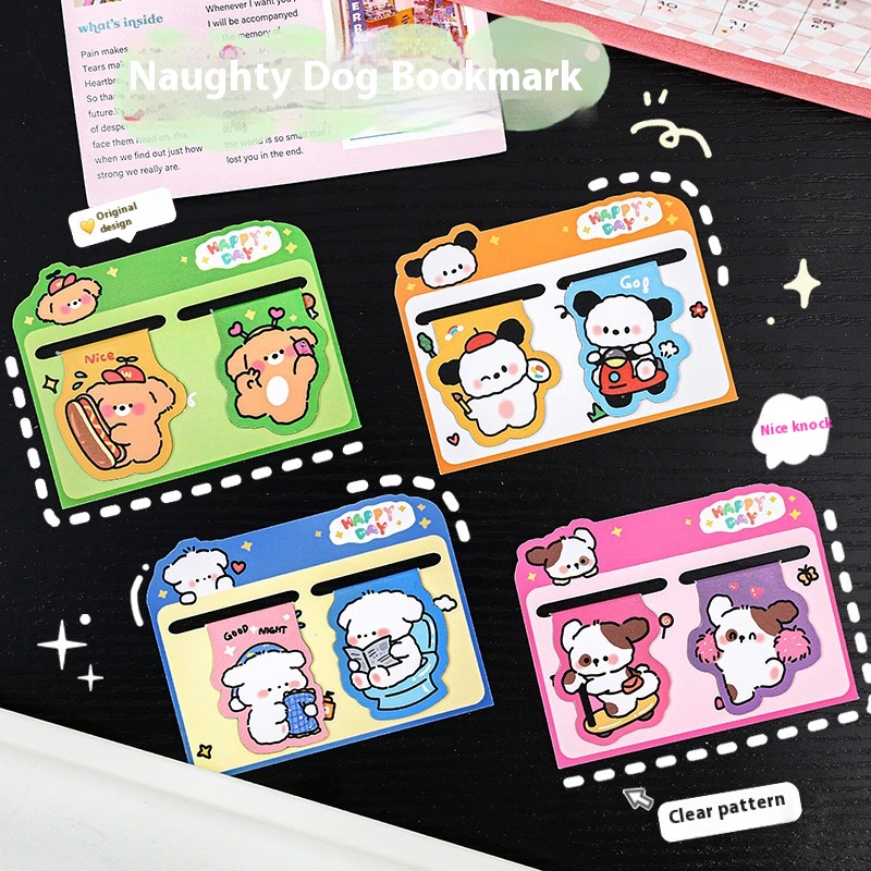 Cartoon Naughty Dog Magnetic Bookmark Student Cute Magnet Book Page Clip Creative Learning Stationery Small Gift