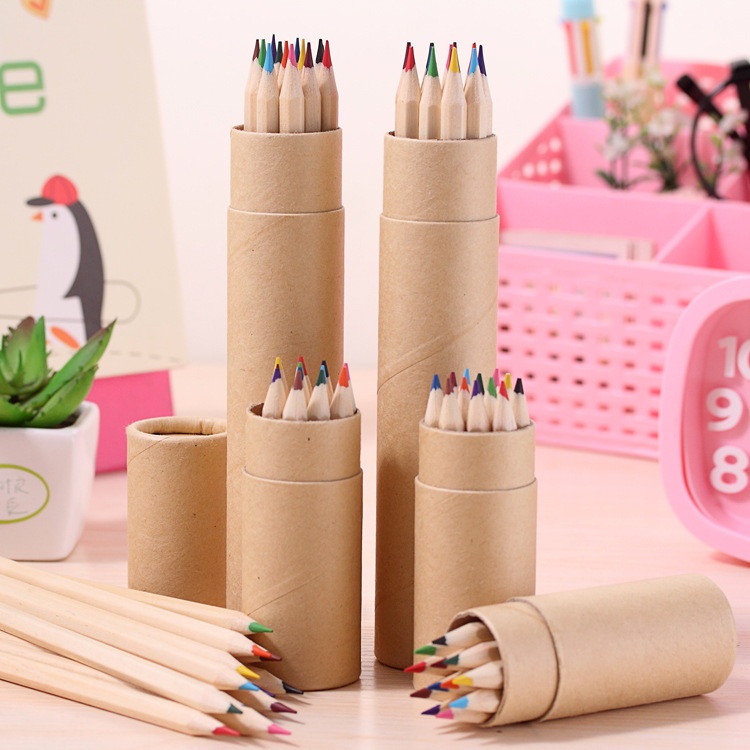 Wood Color Barrel Colored Pencil Children's Painting Graffiti Environmentally Friendly Pure Color Colored Pencil Hexagonal Rod12 Colors