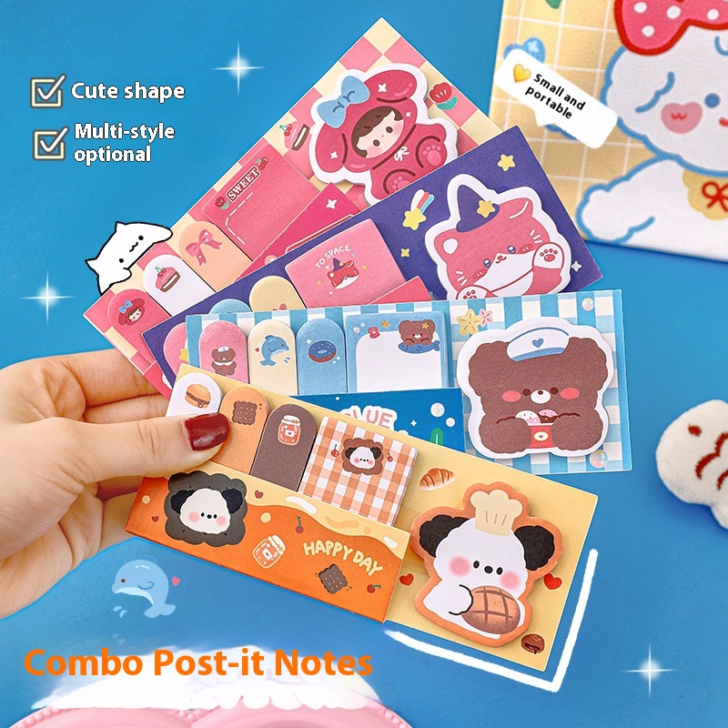 Cartoon Cute Pet Combination Sticky Note Student Creative Index Stickers High Value Message NTimes Sticky Note Pad