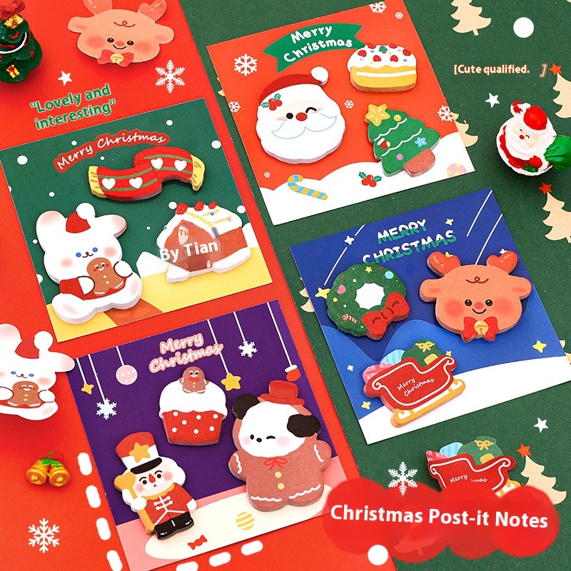 Hangsu Original Christmas Combination Sticky Notes Cute Christmas Gift Message Notes Handbook Decoration NTimes Stickers