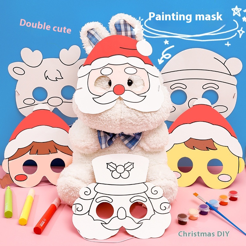 Santa Claus DIYPainting Mask Kindergarten Christmas Souvenir Student Paper Painting Graffiti Small Gift