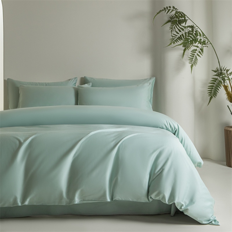 Light Luxury High-density Pure Cotton60s Cotton Satin Long-staple Cotton Solid Color Four-piece Bed Sheet Set One Piece Dery