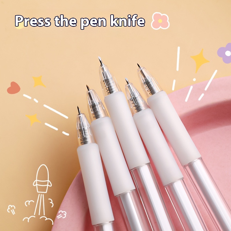 Simple Push Pen Knife For Students With High-value DIYHandbook Cutting Scissors Push-type Portable Art Knife Carving Knife