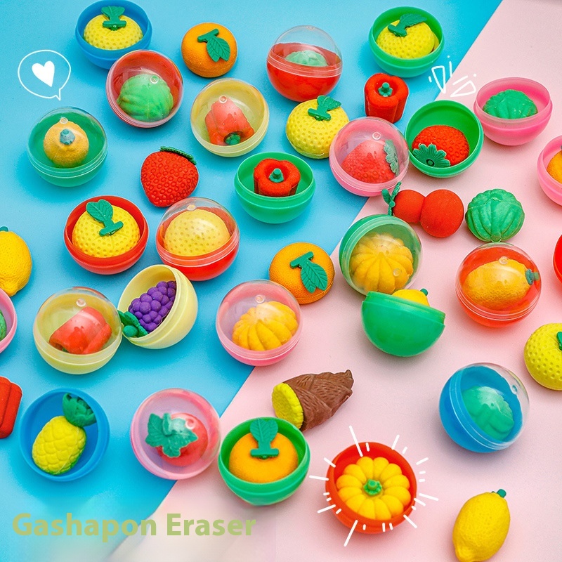 Creative Gachapon Fruit Eraser Children's Mini Cute Eraser Reward Gift32mm Gachapon Machine Small Gift