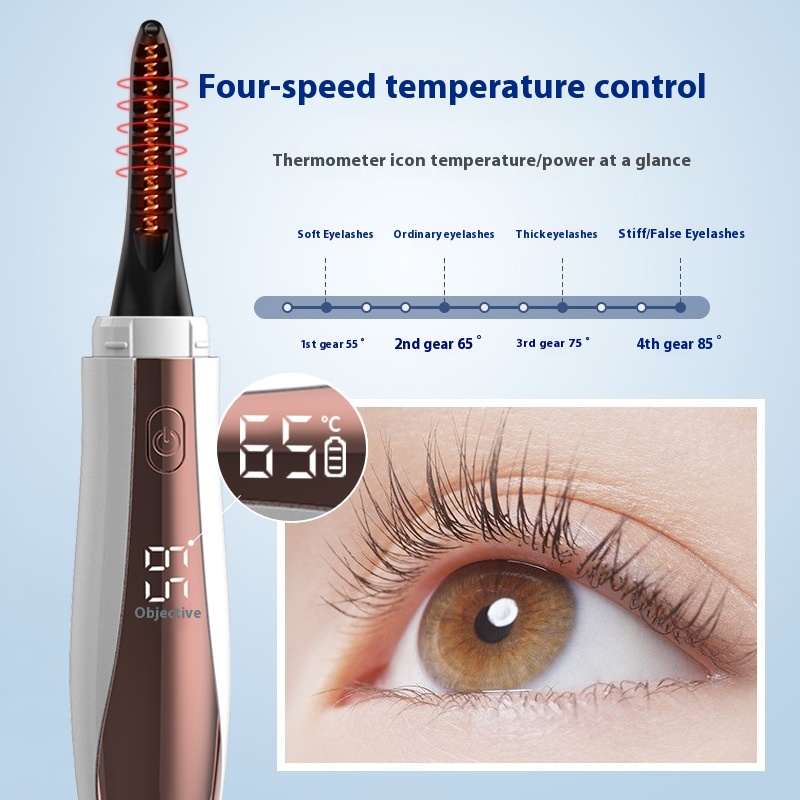 Heating Eyelash Curler Intelligent Temperature Control Digital Display With Comb Brush Head Electric Eyelash Curling Device