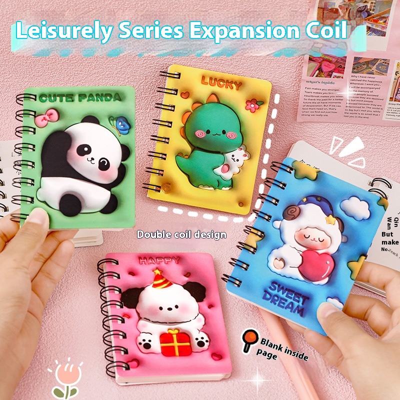 Cartoon Cute Expansion Coil Book Student High Value Handbook Small Book3 DThree-dimensional Painting Mini Pocket Notebook